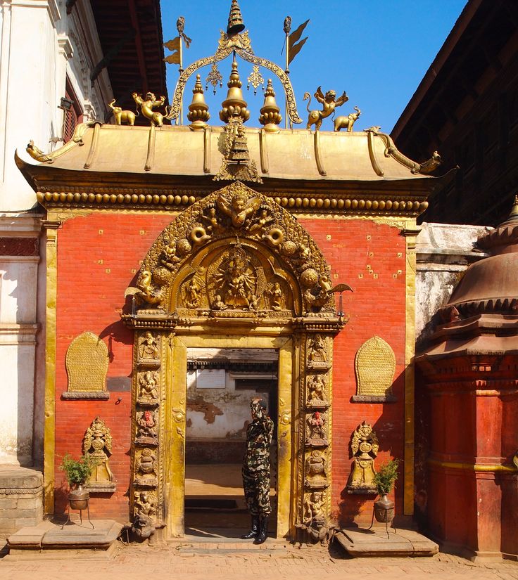 Golden gate in Bhaktapur Durbar Square in Nepal