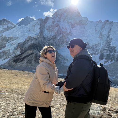 Couple enjoying completion of EBC heli tour