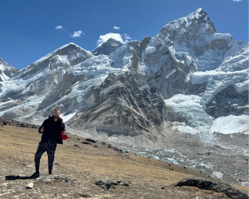 our client enjoying at everest base camp during ebc heli tour