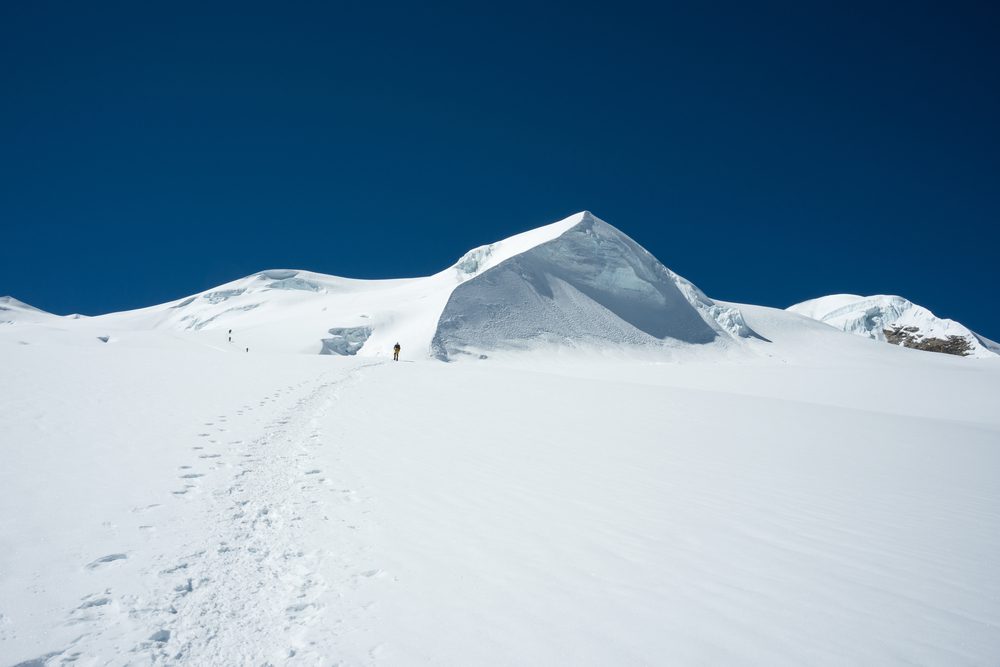 Mera Peak Climbing white snow background