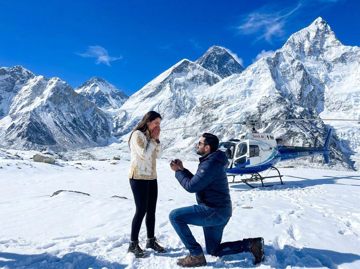 Everest Helicopter Tour for Honeymoon Couples: A Romantic Himalayan Experience