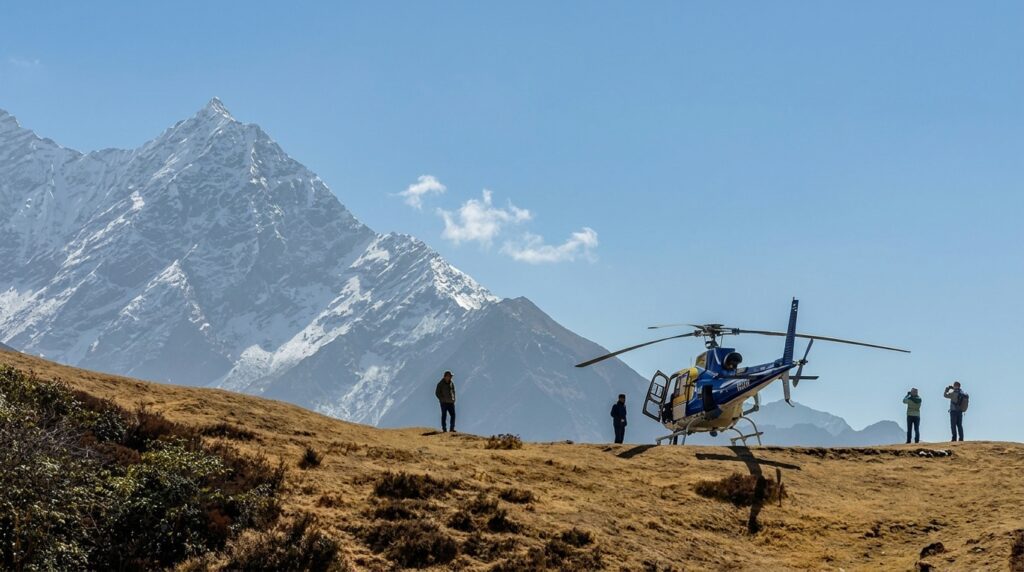 Private Everest helicopter tour with views of Kala Patthar